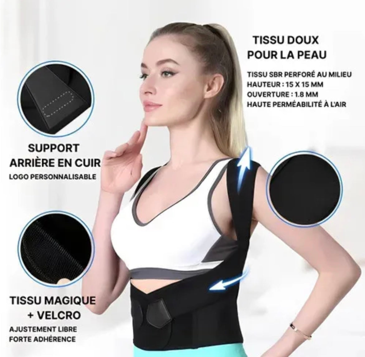Customizable shoulder and back posture correction with camel straps, body shape correction for adults, male and female back support
