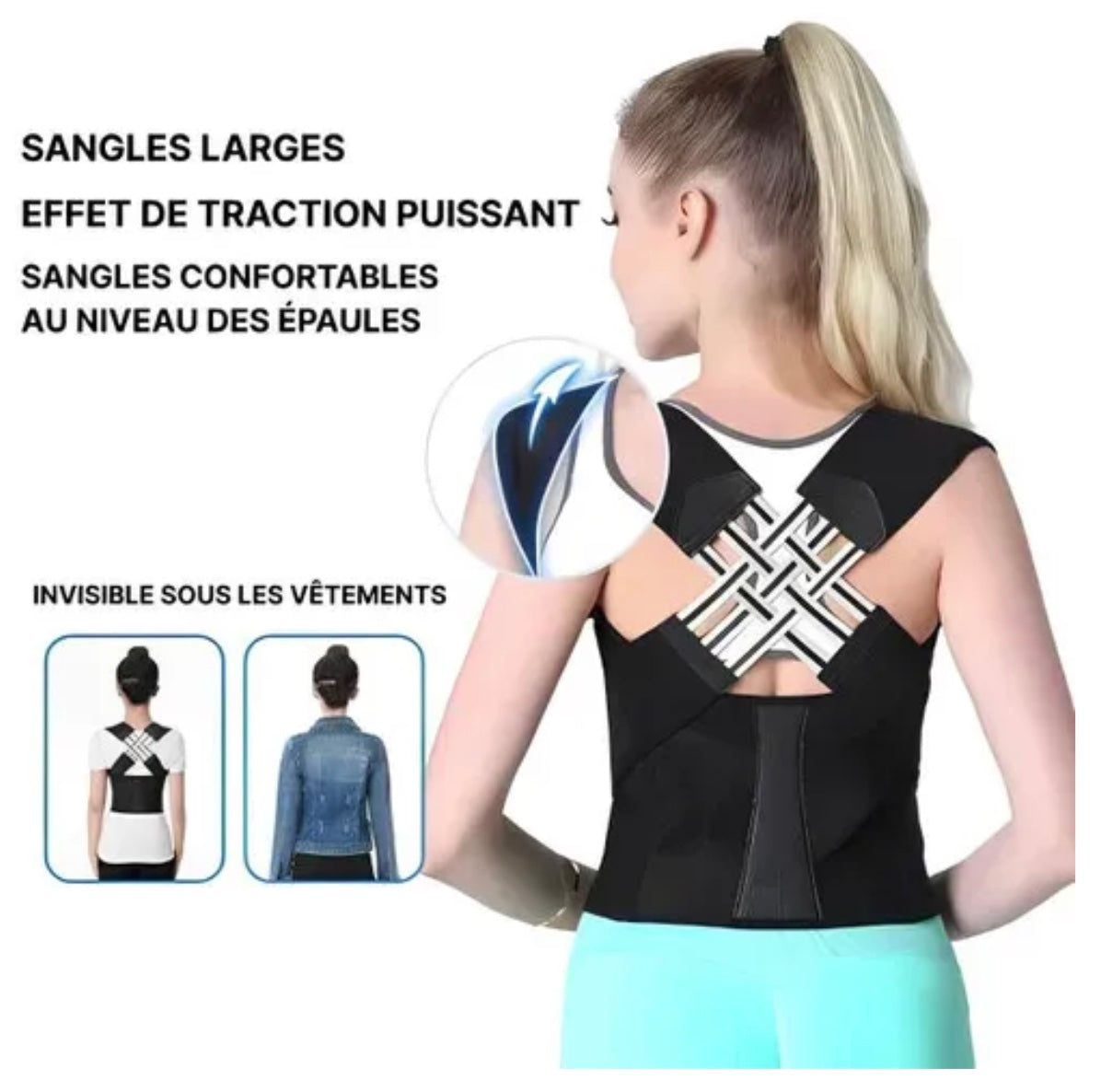 Customizable shoulder and back posture correction with camel straps, body shape correction for adults, male and female back support